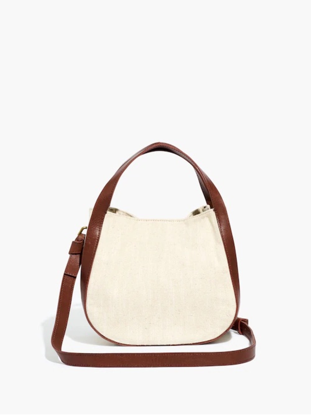 Madewell Sydney Crossbody Bag Cotton Linen Cloud Natural Leather Trim NF076